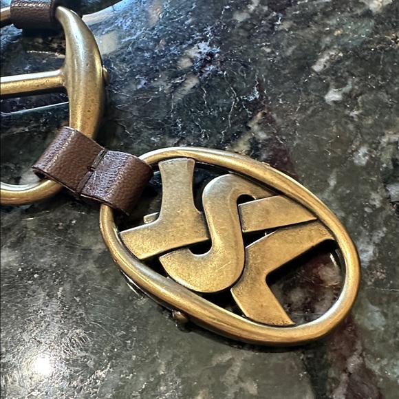 Yves St. Laurent Tom Ford Brown Leather Belt with Gold Buckle - Picture 1 of 6
